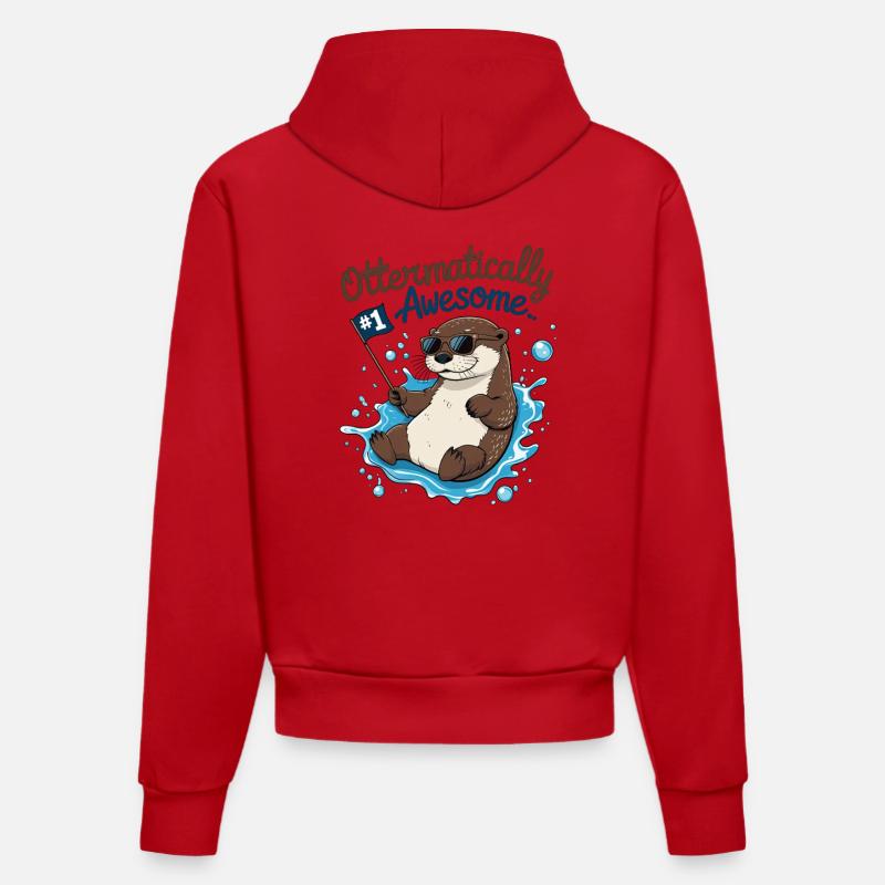 Otter-like cool – Funny Otter - Organic Fitted Hoodie Made in EU - red