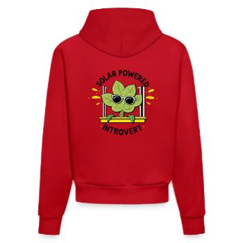Solar Powered Introvert – Plant Joke - Organic Fitted Hoodie Made in EU - red - Back