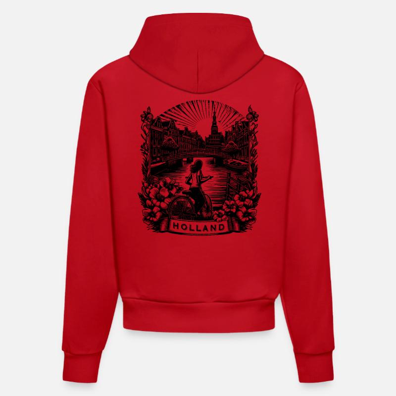 HOLLAND Conception de chemises - Sweat à capuche bio ajusté fabriqué en UE - rouge