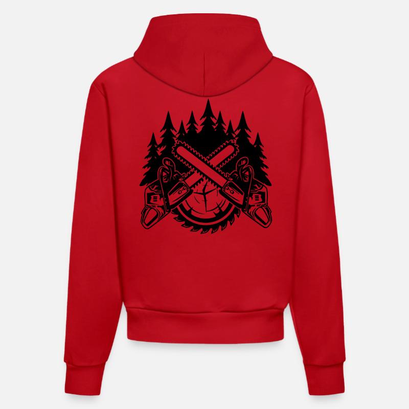 Tronçonneuses - Sweat à capuche bio ajusté fabriqué en UE - rouge