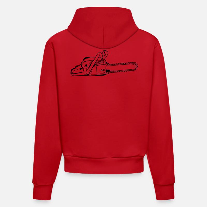 Tronçonneuse - Sweat à capuche bio ajusté fabriqué en UE - rouge