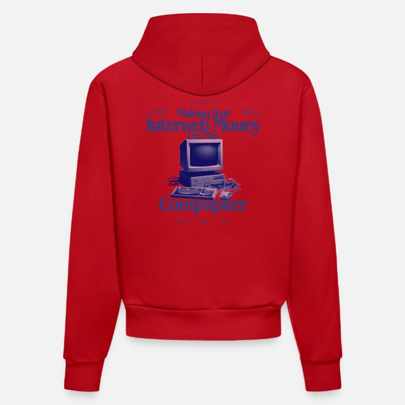 InterwebMoney Conception Informatique - Sweat à capuche bio ajusté fabriqué en UE - rouge
