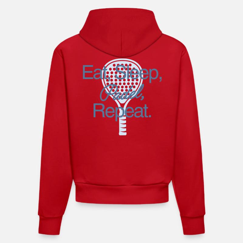 Manger dormir Padel répéter - Sweat à capuche bio ajusté fabriqué en UE - rouge