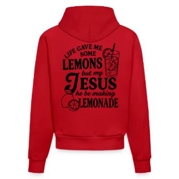 Das Leben gab mir Zitronen - Organic Fitted Hoodie Made in EU - Rot - Hinten