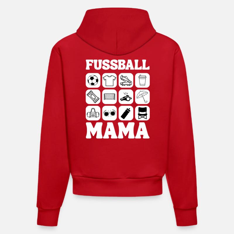 Conception de maman footballeuse - Sweat à capuche bio ajusté fabriqué en UE - rouge