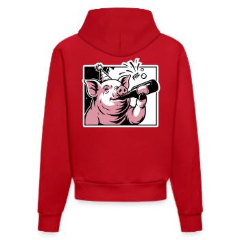 Cochon avec bouteille de fête et de célébration - Sweat à capuche bio ajusté fabriqué en UE - rouge - Dos