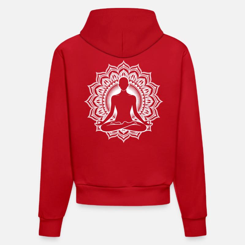 Chakra de méditation - Sweat à capuche bio ajusté fabriqué en UE - rouge