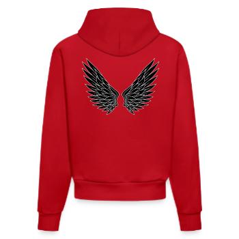 Schwarz Weiß Flügelpaar - Organic Fitted Hoodie Made in EU - Rot - Hinten