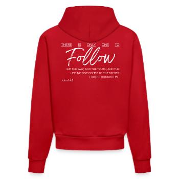 There Is Only One to Follow - John 14:6 - Organic Fitted Hoodie Made in EU - red - Back