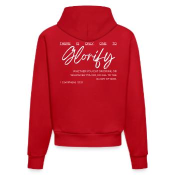 Es gibt nur einen, den man verherrlichen kann - 1 Kor 10,31 - Organic Fitted Hoodie Made in EU - Rot - Hinten