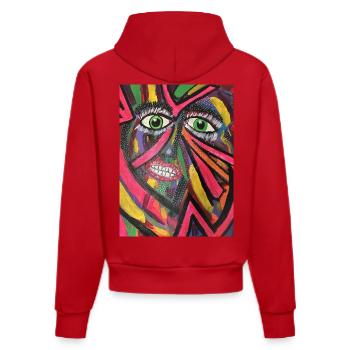 Luminous Portrait Mosaic - Organic Fitted Hoodie Made in EU - red - Back