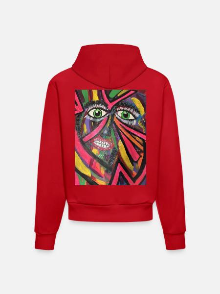 Luminous Portrait Mosaic - Organic Fitted Hoodie Made in EU - red