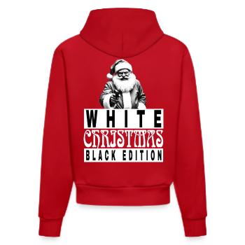 White Christmas Black Edition  - Organic Fitted Hoodie Made in EU - Rot - Hinten