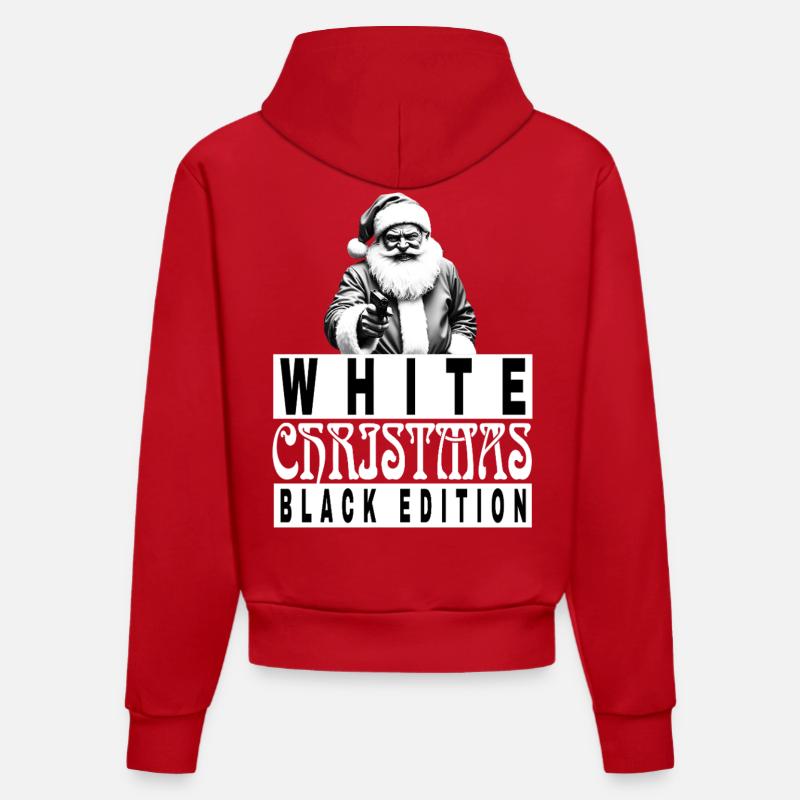 Blanc Noël Noir Edition - Sweat à capuche bio ajusté fabriqué en UE - rouge