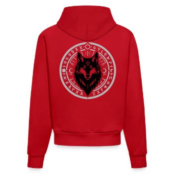 Runenstern Kreis Emblem - Organic Fitted Hoodie Made in EU - Rot - Hinten
