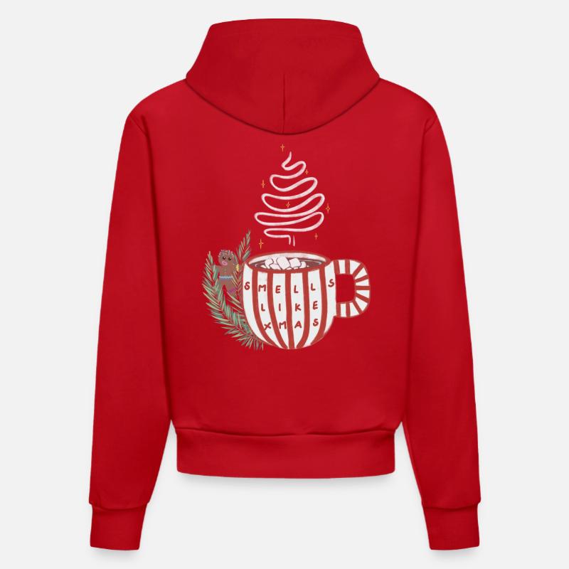 Noël - Sweat à capuche bio ajusté fabriqué en UE - rouge