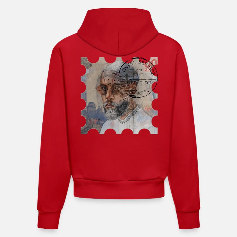 Année POSTALE 2000 - Sweat à capuche bio ajusté fabriqué en UE - rouge