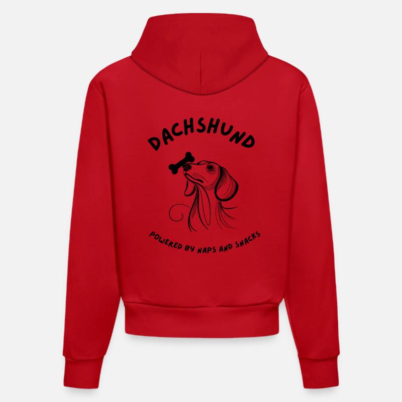Dachshund - Powered by Naps and Snacks - Organic Fitted Hoodie Made in EU - red