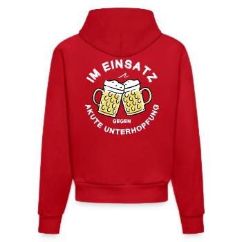 In Action Against Underhopping Beer Saying Funny - Organic Fitted Hoodie Made in EU - red - Back