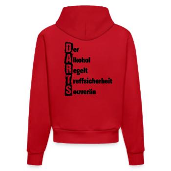 Dart,Darts,Alkohol-Regelt - Organic Fitted Hoodie Made in EU - Rot - Hinten