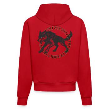 Fenrir im Wikinger-Runen-Kreis  - Organic Fitted Hoodie Made in EU - Rot - Hinten