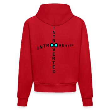 introvert - Organic Fitted Hoodie Made in EU - red - Back