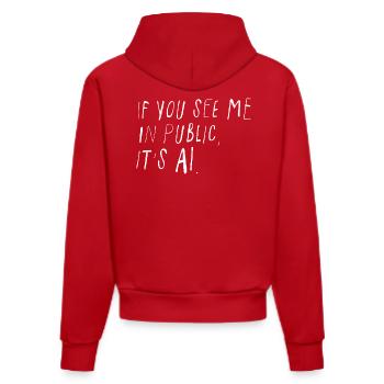 If You See Me In Public It's AI Minimal - Organic Fitted Hoodie Made in EU - red - Back