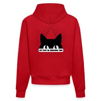 MON CHAT TE JUGE - Sweat à capuche bio ajusté fabriqué en UE - rouge - Dos