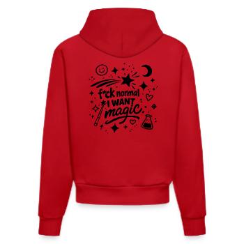 Fuck Normal, I Want Magic Statement - Organic Fitted Hoodie Made in EU - Rot - Hinten