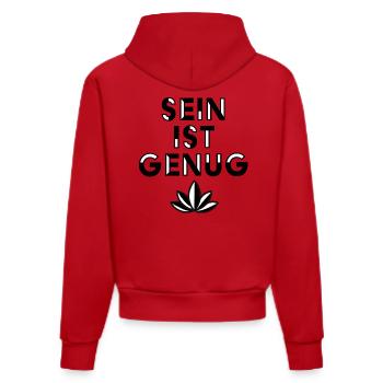 Être suffit – Esthétique minimaliste du cannabis - Sweat à capuche bio ajusté fabriqué en UE - rouge - Dos