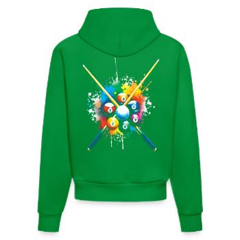 Billiards - Colorful Billiards Balls Illustration - Organic Fitted Hoodie Made in EU - City Green - Back