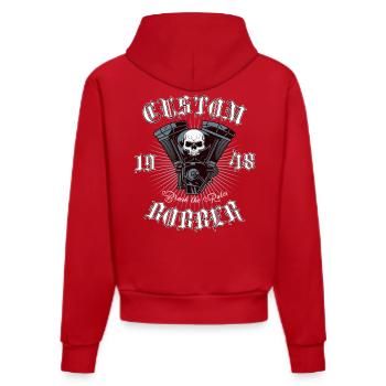 Bobber Chopper Motorcycle Design - Organic Fitted Hoodie Made in EU - red - Back