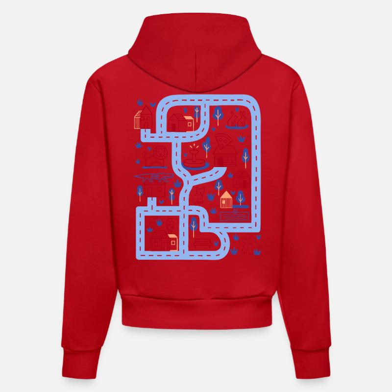 Rue de jeu - Sweat à capuche bio ajusté fabriqué en UE - rouge