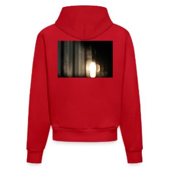 Helles, abstraktes Nachtbokeh - Organic Fitted Hoodie Made in EU - Rot - Hinten