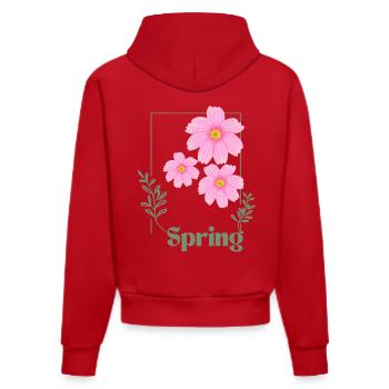 Rose à motif floral printanier - Sweat à capuche bio ajusté fabriqué en UE - rouge - Dos