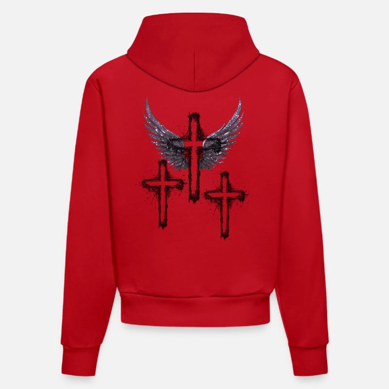 Ailes d’ange – Design esthétique spirituel - Sweat à capuche bio ajusté fabriqué en UE - rouge