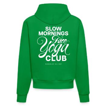 Slow Mornings Face Yoga Club - Organic Fitted Hoodie Made in EU - City Green - Hinten