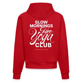 Slow Mornings Face Yoga Club - Organic Fitted Hoodie Made in EU - red - Back