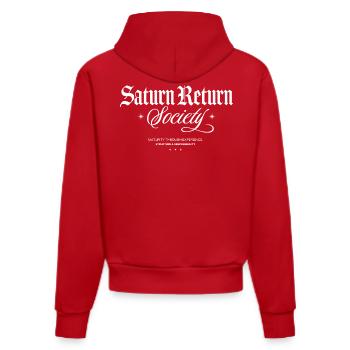 Saturn Return Society - Organic Fitted Hoodie Made in EU - red - Back