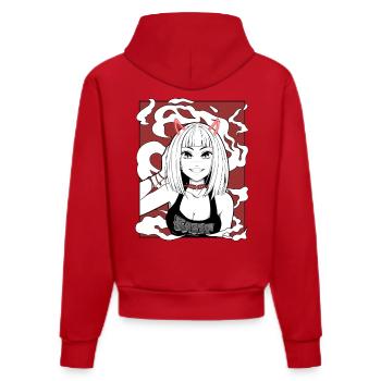 Anime Teufel Mädchen Goth Design - Organic Fitted Hoodie Made in EU - Rot - Hinten