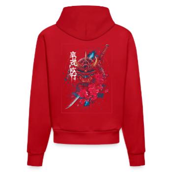 Oni - japanischer Dämon Samurai - Organic Fitted Hoodie Made in EU - Rot - Hinten