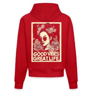 Vibes great Life tattoo - Organic Fitted Hoodie Made in EU - Rot - Hinten
