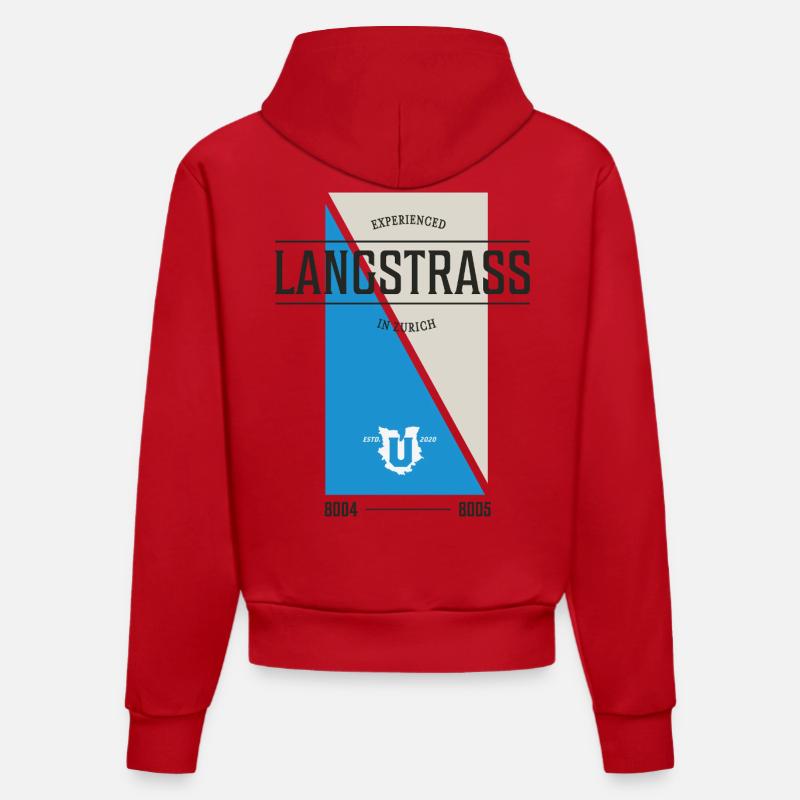Zurich Langstrass Edition - Sweat à capuche bio ajusté fabriqué en UE - rouge