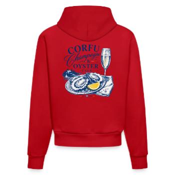 Corfu Champ*gne & Oyster Club Logo - Organic Fitted Hoodie Made in EU - Rot - Hinten