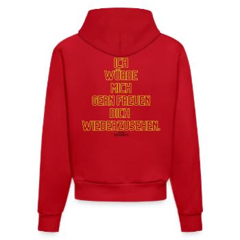 Ich Würde Mich Gern Freuen Wiedersehen - Organic Fitted Hoodie Made in EU - Rot - Hinten