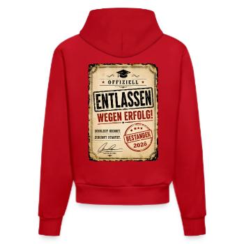 Entlassen wegen Erfolg – Abschluss 2026 - Organic Fitted Hoodie Made in EU - Rot - Hinten