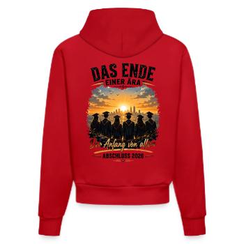 Das Ende einer Ära – Schulabschluss 2026 - Organic Fitted Hoodie Made in EU - Rot - Hinten