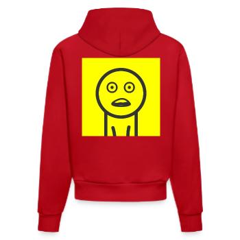 Überraschtes Gesicht - Organic Fitted Hoodie Made in EU - Rot - Hinten