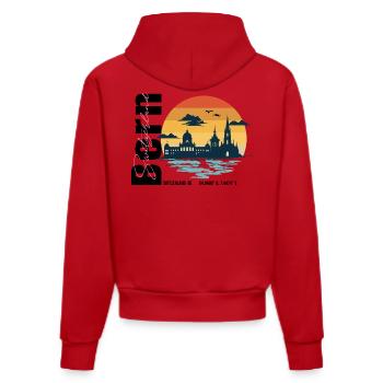 Bern Skyline Vintage Sunset - Organic Fitted Hoodie Made in EU - Rot - Hinten