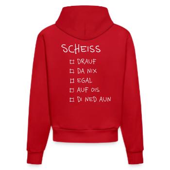 Scheiß... – Lustiges Dialekt Typografie Design - Organic Fitted Hoodie Made in EU - Rot - Hinten